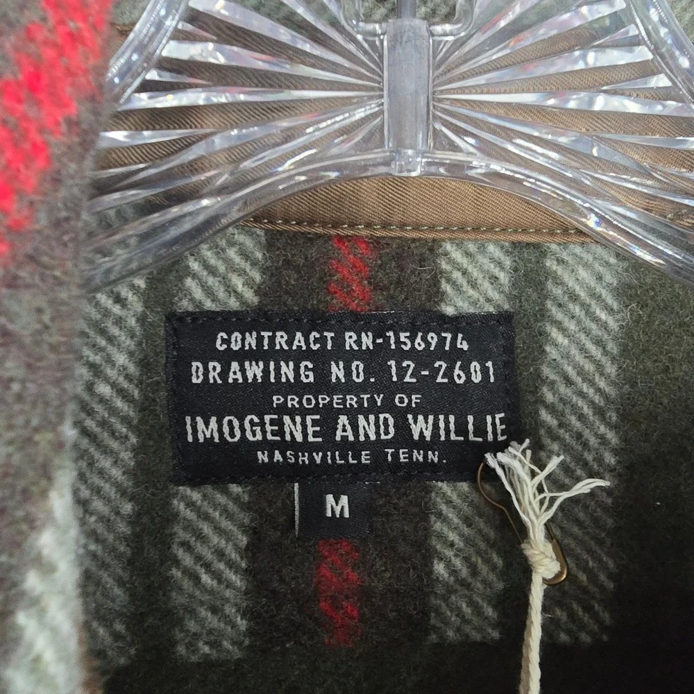 Imogene and Willie Hall CPO Men M Green Blanket Stripe Wool Flannel Shirt Jacket